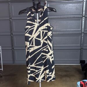 Banana Republic Geometric Black and Cream Midi Dress